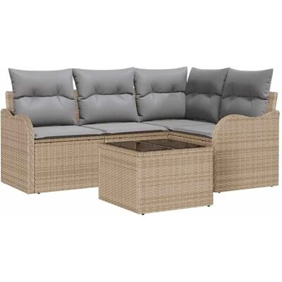vidaXL Garten-Sofa-Set mit Kissen 5-Tlg Schwarz Poly Rattan 3354359 vidaXL Garten-Sofa-Set mit Kissen 5-Tlg Schwarz Poly Rattan 3354359