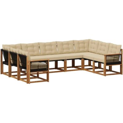 vidaXL Outdoor-Sofagarnitur mit Kissen 9 Stk Natur und Beige 3382209 vidaXL Outdoor-Sofagarnitur mit Kissen 9 Stk Natur und Beige 3382209
