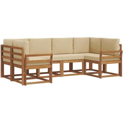 vidaXL Outdoor-Sofagarnitur mit Kissen 6-Tlg Natur und Beige 3366886 vidaXL Outdoor-Sofagarnitur mit Kissen 6-Tlg Natur und Beige 3366886