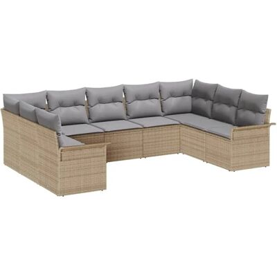 vidaXL Garten-Sofa-Set mit Kissen mit Speicher 9-Tlg Beige Poly Rattan 3354189 vidaXL Garten-Sofa-Set mit Kissen mit Speicher 9-Tlg Beige Poly Rattan 3354189