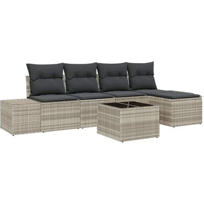 Hellgraues Gartensofa-Set - 6-teiliges Outdoor-Möbelset Hellgraues Gartensofa-Set - 6-teiliges Outdoor-Möbelset