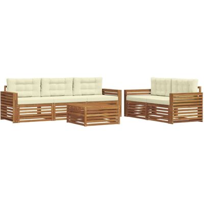 vidaXL Outdoor-Sofagarnitur mit Kissen 6-Tlg Natur und Creme 3373025 vidaXL Outdoor-Sofagarnitur mit Kissen 6-Tlg Natur und Creme 3373025