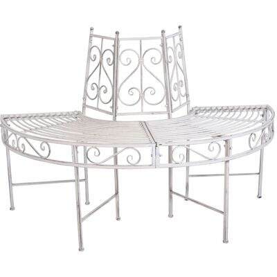 DELUKE Baumbank FRIDA Stahl Antik-Weiß 80x63x122cm Gartenbank Baumbank-Halbkreis Wetterfest Terrassenbank Sitzbank Outdoor DELUKE Baumbank FRIDA Stahl Antik-Weiß 80x63x122cm Gartenbank Baumbank-Halbkreis Wetterfest Terrassenbank Sitzbank Outdoor