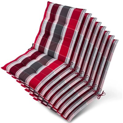 Beautissu 8x Niederlehner Sun-NL Auflage 105x50x8cm Rot-Anthrazit-Gestreift Beautissu 8x Niederlehner Sun-NL Auflage 105x50x8cm Rot-Anthrazit-Gestreift