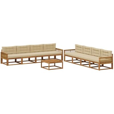 vidaXL Outdoor-Sofagarnitur mit Kissen 9 Stk Natur und Beige 3382451 vidaXL Outdoor-Sofagarnitur mit Kissen 9 Stk Natur und Beige 3382451