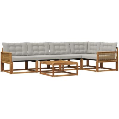 vidaXL Outdoor-Sofagarnitur mit Kissen 6 Stk Natur und Hellgrau 3381443 vidaXL Outdoor-Sofagarnitur mit Kissen 6 Stk Natur und Hellgrau 3381443