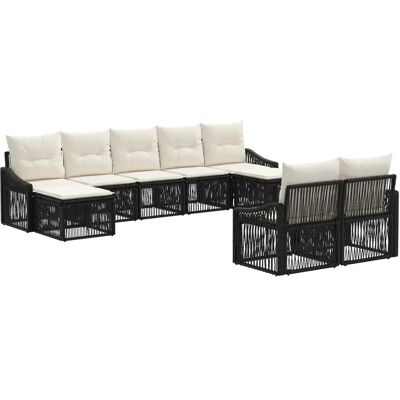 vidaXL Gartensofa-Set 9-Tlg Schwarz Poly-Rattan 3436132 vidaXL Gartensofa-Set 9-Tlg Schwarz Poly-Rattan 3436132