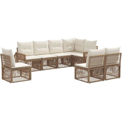 vidaXL Gartensofa-Set 8-Tlg Beige und Cremeweiß Poly-Rattan 3435435 vidaXL Gartensofa-Set 8-Tlg Beige und Cremeweiß Poly-Rattan 3435435