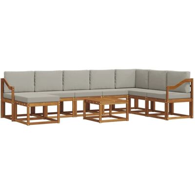 vidaXL Outdoor-Sofagarnitur mit Kissen 9-Tlg Natur und Hellgrau 3366864 vidaXL Outdoor-Sofagarnitur mit Kissen 9-Tlg Natur und Hellgrau 3366864
