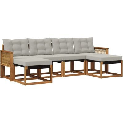 vidaXL Outdoor-Sofagarnitur mit Kissen 6 Stk Natur und Hellgrau 3382131 vidaXL Outdoor-Sofagarnitur mit Kissen 6 Stk Natur und Hellgrau 3382131