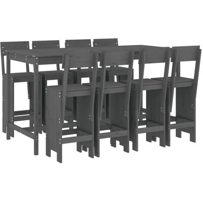 vidaXL 9-tlg Gartenbar-Set Grau Massivholz Kiefer Modell 3 vidaXL 9-tlg Gartenbar-Set Grau Massivholz Kiefer Modell 3