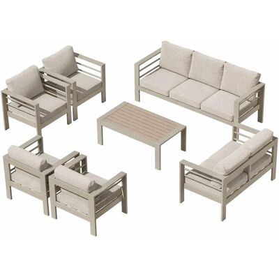 MeXo Gartenmöbel Set aus Aluminium Loungeset für 9 Personen Champagnerfarbe MeXo Gartenmöbel Set aus Aluminium Loungeset für 9 Personen Champagnerfarbe