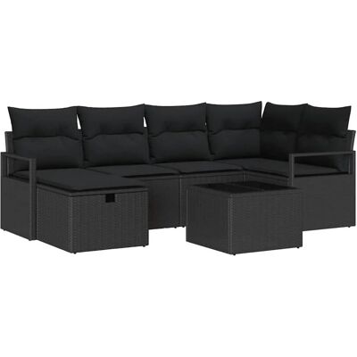 vidaXL Sofa Set mit Kissen mit Speicher Schwarz Poly-Rattan 3359192 vidaXL Sofa Set mit Kissen mit Speicher Schwarz Poly-Rattan 3359192