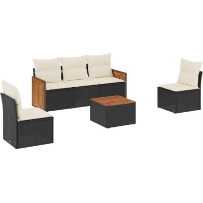 vidaXL 6-Tlg Garten-Sofagarnitur mit Kissen Schwarz Poly Rattan 3227533 vidaXL 6-Tlg Garten-Sofagarnitur mit Kissen Schwarz Poly Rattan 3227533
