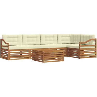 vidaXL Outdoor-Sofagarnitur mit Kissen 6-Tlg Natur und Creme 3373515 vidaXL Outdoor-Sofagarnitur mit Kissen 6-Tlg Natur und Creme 3373515