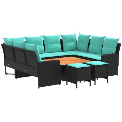 vidaXL Möbelsets mit Kissen 8 Stk Schwarz und Türkis PE-Rattan 3422201 vidaXL Möbelsets mit Kissen 8 Stk Schwarz und Türkis PE-Rattan 3422201