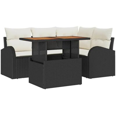 vidaXL Garten-Sofa-Set mit Speicher 5-Tlg Schwarz Poly Rattan 3358315 vidaXL Garten-Sofa-Set mit Speicher 5-Tlg Schwarz Poly Rattan 3358315