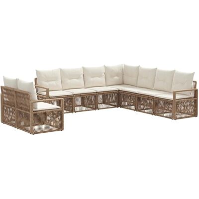 vidaXL Gartensofa-Set 9-Tlg Beige Poly-Rattan 3435753 vidaXL Gartensofa-Set 9-Tlg Beige Poly-Rattan 3435753