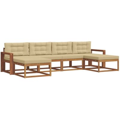 vidaXL Outdoor-Sofagarnitur mit Kissen 6-Tlg Natur und Beige 3367971 vidaXL Outdoor-Sofagarnitur mit Kissen 6-Tlg Natur und Beige 3367971