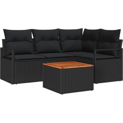 vidaXL Garten-Sofa-Set 5-Tlg Schwarz 3356371 vidaXL Garten-Sofa-Set 5-Tlg Schwarz 3356371
