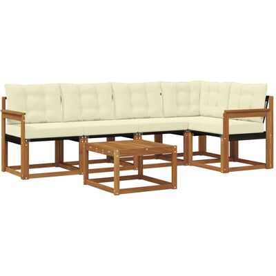 vidaXL Outdoor-Sofagarnitur mit Kissen 6-Tlg Natur und Creme 3368681 vidaXL Outdoor-Sofagarnitur mit Kissen 6-Tlg Natur und Creme 3368681