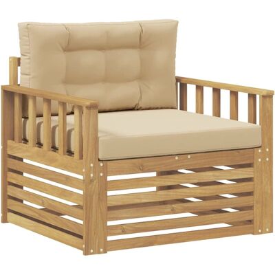vidaXL Outdoor-Sofa Polyester Weiß und Beige 3439130 vidaXL Outdoor-Sofa Polyester Weiß und Beige 3439130