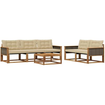 vidaXL Outdoor-Sofagarnitur mit Kissen 6 Stk Natur und Beige 3381245 vidaXL Outdoor-Sofagarnitur mit Kissen 6 Stk Natur und Beige 3381245