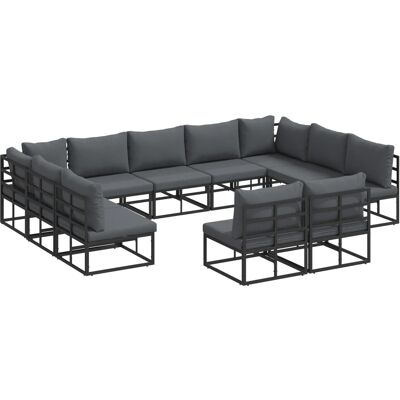vidaXL Garten-Sofa-Set mit Kissen 11-Tlg Schwarz Aluminium 3378916 vidaXL Garten-Sofa-Set mit Kissen 11-Tlg Schwarz Aluminium 3378916