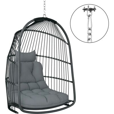 Outsunny Rattan-Hängestuhl Stahl PE Rattan Dunkelgrau 74L x 68B x 105H cm Outsunny Rattan-Hängestuhl Stahl PE Rattan Dunkelgrau 74L x 68B x 105H cm