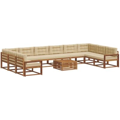 vidaXL Outdoor-Sofagarnitur mit Kissen 11-Tlg Natur und Beige 3368281 vidaXL Outdoor-Sofagarnitur mit Kissen 11-Tlg Natur und Beige 3368281