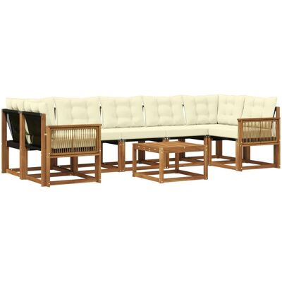 vidaXL Outdoor-Sofagarnitur mit Kissen 8 Stk Natur und Creme 3381842 vidaXL Outdoor-Sofagarnitur mit Kissen 8 Stk Natur und Creme 3381842