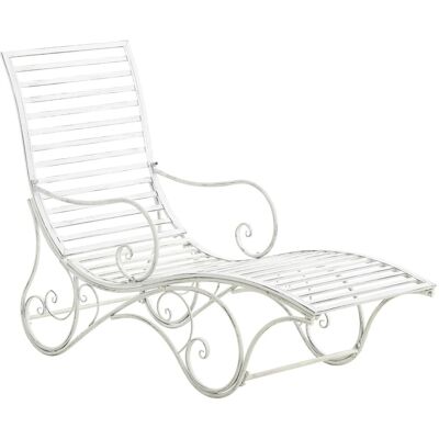 DELUKE Gartenliege SENTA Antik 58x140x101cm Metall Antik-Weiß Sonnenliege Strandliege DELUKE Gartenliege SENTA Antik 58x140x101cm Metall Antik-Weiß Sonnenliege Strandliege