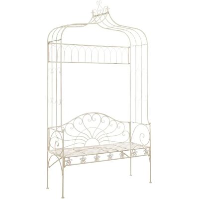 furnicato Gartenbank 122 cm Eisen Antik Weiß furnicato Gartenbank 122 cm Eisen Antik Weiß