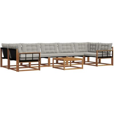 vidaXL Outdoor-Sofagarnitur mit Kissen 8-Tlg Natur und Hellgrau 3369294 vidaXL Outdoor-Sofagarnitur mit Kissen 8-Tlg Natur und Hellgrau 3369294