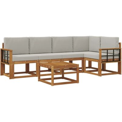 vidaXL Outdoor-Sofagarnitur mit Kissen 6 Stk Natur und Hellgrau 3366439 vidaXL Outdoor-Sofagarnitur mit Kissen 6 Stk Natur und Hellgrau 3366439