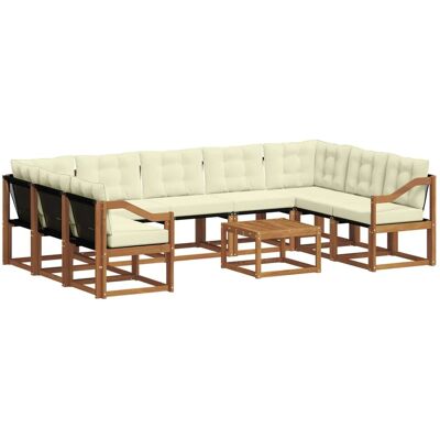vidaXL Outdoor-Sofagarnitur 30-Tlg Natur und Creme Massivholz Akazie 3369081 vidaXL Outdoor-Sofagarnitur 30-Tlg Natur und Creme Massivholz Akazie 3369081