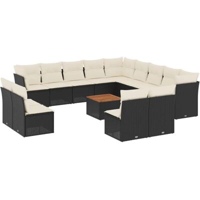vidaXL 14-tlg Garten-Sofagarnitur mit Kissen Schwarz Poly Rattan Modell 23 vidaXL 14-tlg Garten-Sofagarnitur mit Kissen Schwarz Poly Rattan Modell 23