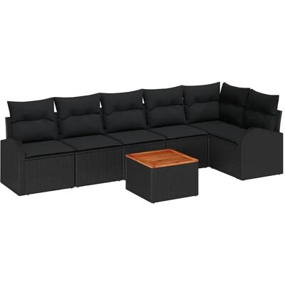 Schwarzes Gartensofaset - Modulares Outdoor-Mobiliar für 6 Personen Schwarzes Gartensofaset - Modulares Outdoor-Mobiliar für 6 Personen