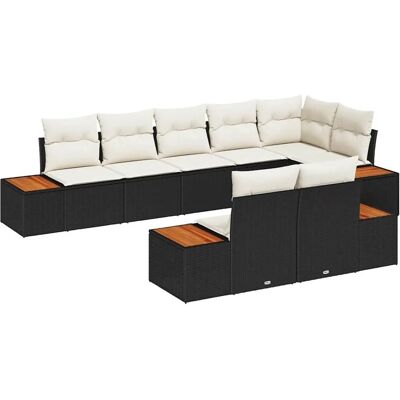 vidaXL Gartensofa-Set mit Kissen 8 Stk Schwarz und Creme Polyrattan 3356777 vidaXL Gartensofa-Set mit Kissen 8 Stk Schwarz und Creme Polyrattan 3356777