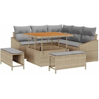 vidaXL 8-Teiliges Garten-Sofaset mit Kissen in Beige aus Poly Rattan 3362647 vidaXL 8-Teiliges Garten-Sofaset mit Kissen in Beige aus Poly Rattan 3362647