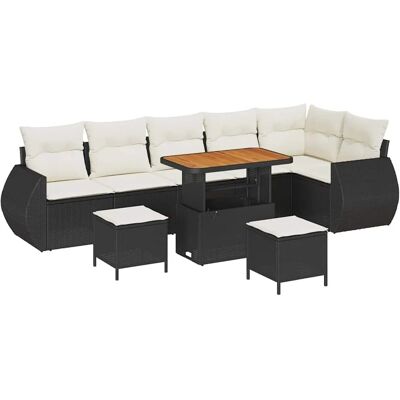 vidaXL Garten-Sofa-Set 9-Tlg Schwarz Poly Rattan 3361895 vidaXL Garten-Sofa-Set 9-Tlg Schwarz Poly Rattan 3361895