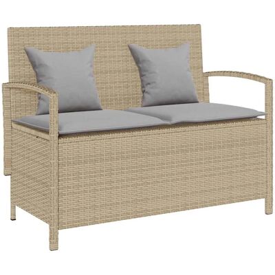 Furnicato Gartenbank Mit Stauraum Und Kissen Beige Poly Rattan Furnicato Gartenbank Mit Stauraum Und Kissen Beige Poly Rattan