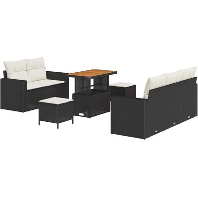 vidaXL Gartensofa-Set mit Kissen 8 Stk Schwarz und Creme Poly-Rattan 3363510 vidaXL Gartensofa-Set mit Kissen 8 Stk Schwarz und Creme Poly-Rattan 3363510