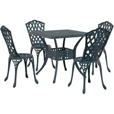 vidaXL Gartentisch Set 5 Stk Grün Gussaluminium 3334755 vidaXL Gartentisch Set 5 Stk Grün Gussaluminium 3334755
