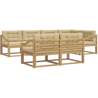 vidaXL Outdoor-Sofagarnitur mit Kissen 6-Tlg Weiß und Beige Polyester 3386602 vidaXL Outdoor-Sofagarnitur mit Kissen 6-Tlg Weiß und Beige Polyester 3386602
