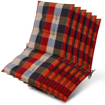 Beautissu 6x Niederlehner Sun-NL Auflage 105x50x8cm Orange-Beige-Kariert Beautissu 6x Niederlehner Sun-NL Auflage 105x50x8cm Orange-Beige-Kariert
