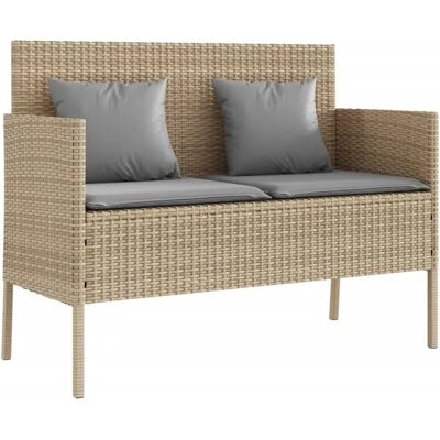 furnicato Gartenbank mit Kissen Beige Poly Rattan furnicato Gartenbank mit Kissen Beige Poly Rattan