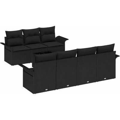 vidaXL Garten-Sofa-Set 8-Tlg Schwarz Poly Rattan 3345273 vidaXL Garten-Sofa-Set 8-Tlg Schwarz Poly Rattan 3345273