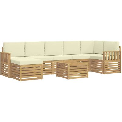 vidaXL Outdoor-Sofagarnitur 8-Tlg Weiß und Creme 59 x 59 x 37 cm 3392225 vidaXL Outdoor-Sofagarnitur 8-Tlg Weiß und Creme 59 x 59 x 37 cm 3392225