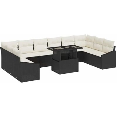 Vidaxl Gartensofagruppe - 11-teilig wetterfester schwarzer Poly-Rattan Lounge Vidaxl Gartensofagruppe - 11-teilig wetterfester schwarzer Poly-Rattan Lounge